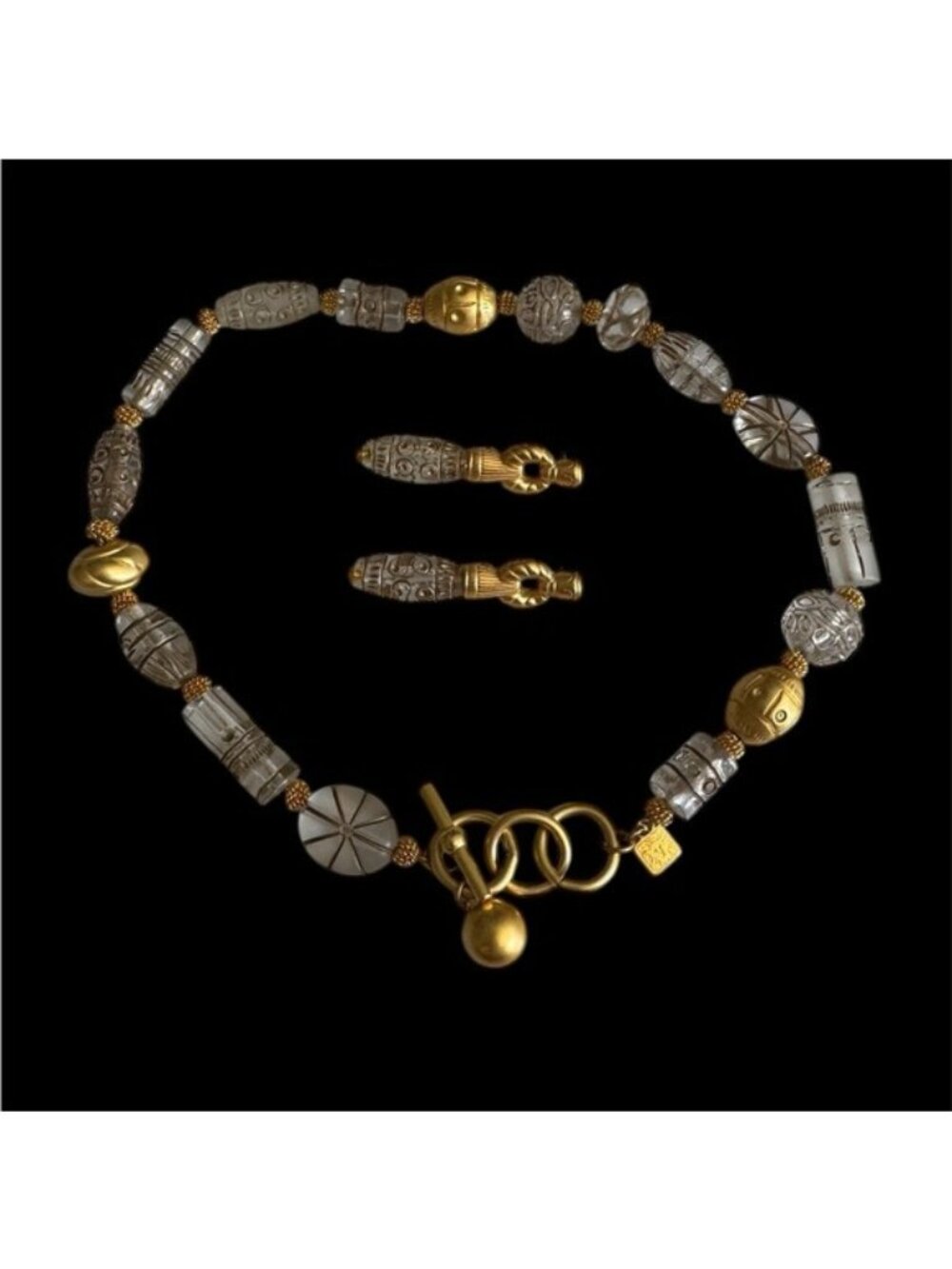 Vintage Anne Klein Gold and Lucite Necklace Set